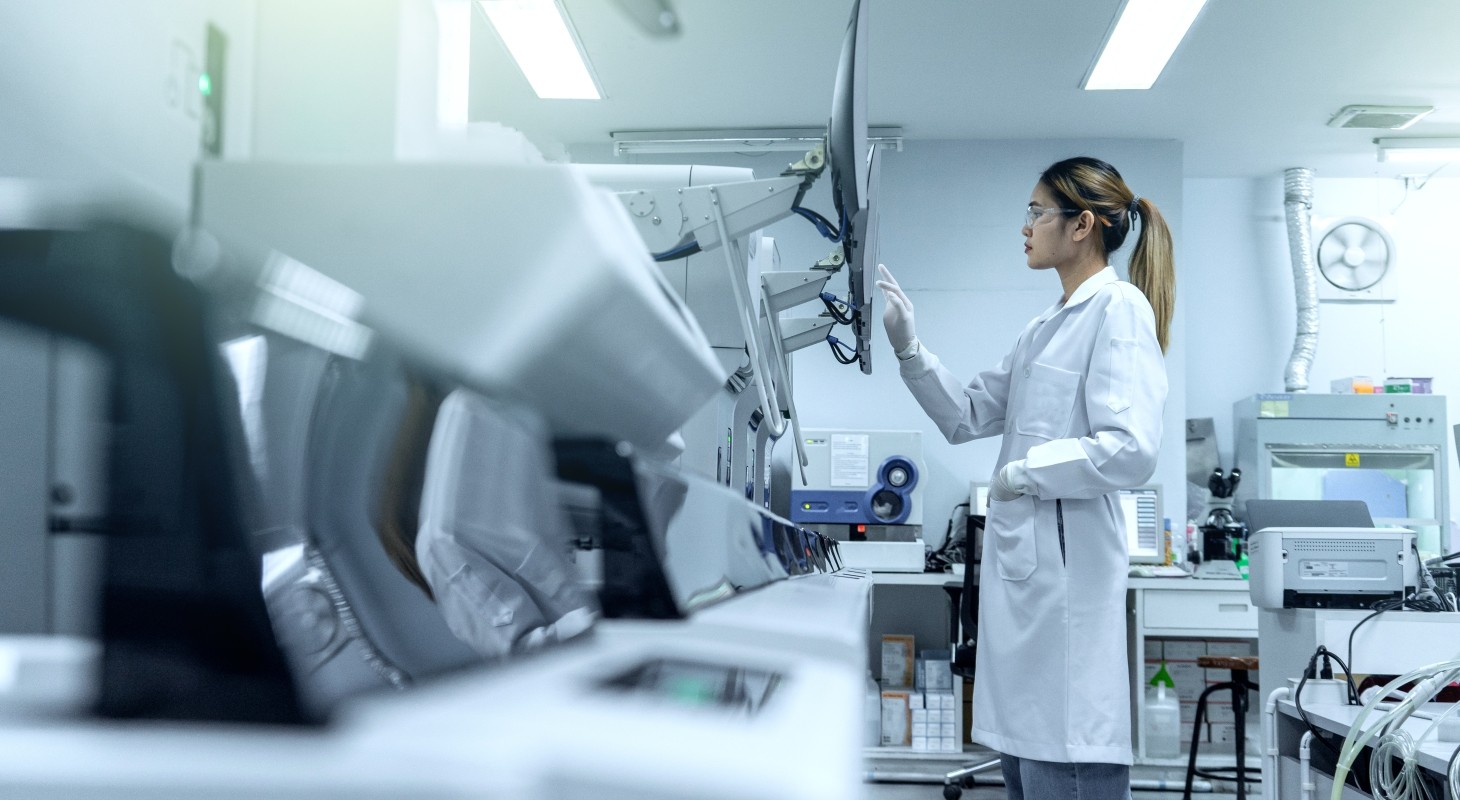 female scientist at work in biotech lab