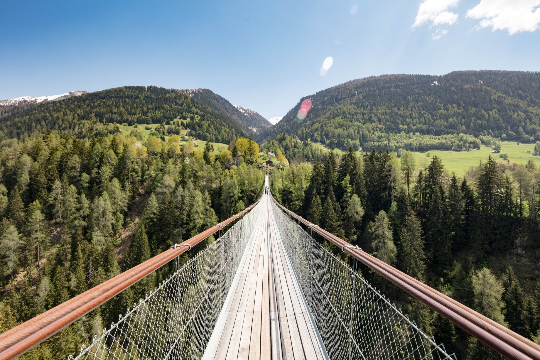 suspension bridge over young rhone river