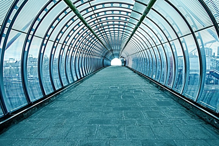 long-blue-glass-tunnel