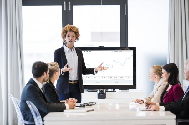 businesswoman with presentation