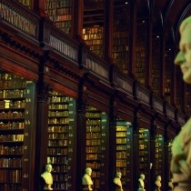 bust statue in trinity college library